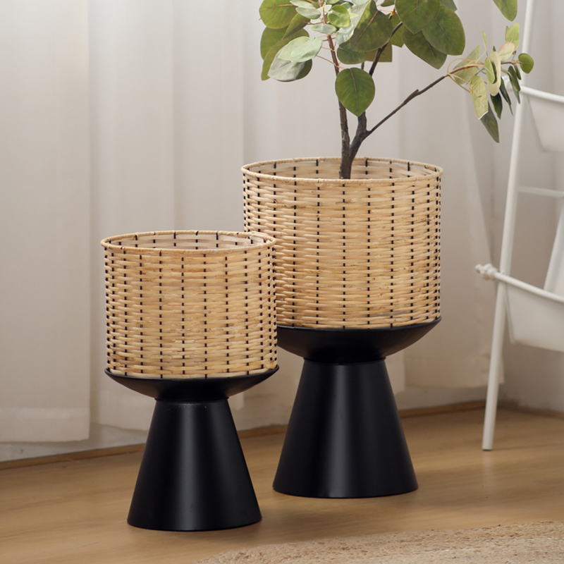 Bonsai Garden Display Stands - Rattanowy splot Doniczka Nowoczesne światło Luksusowa